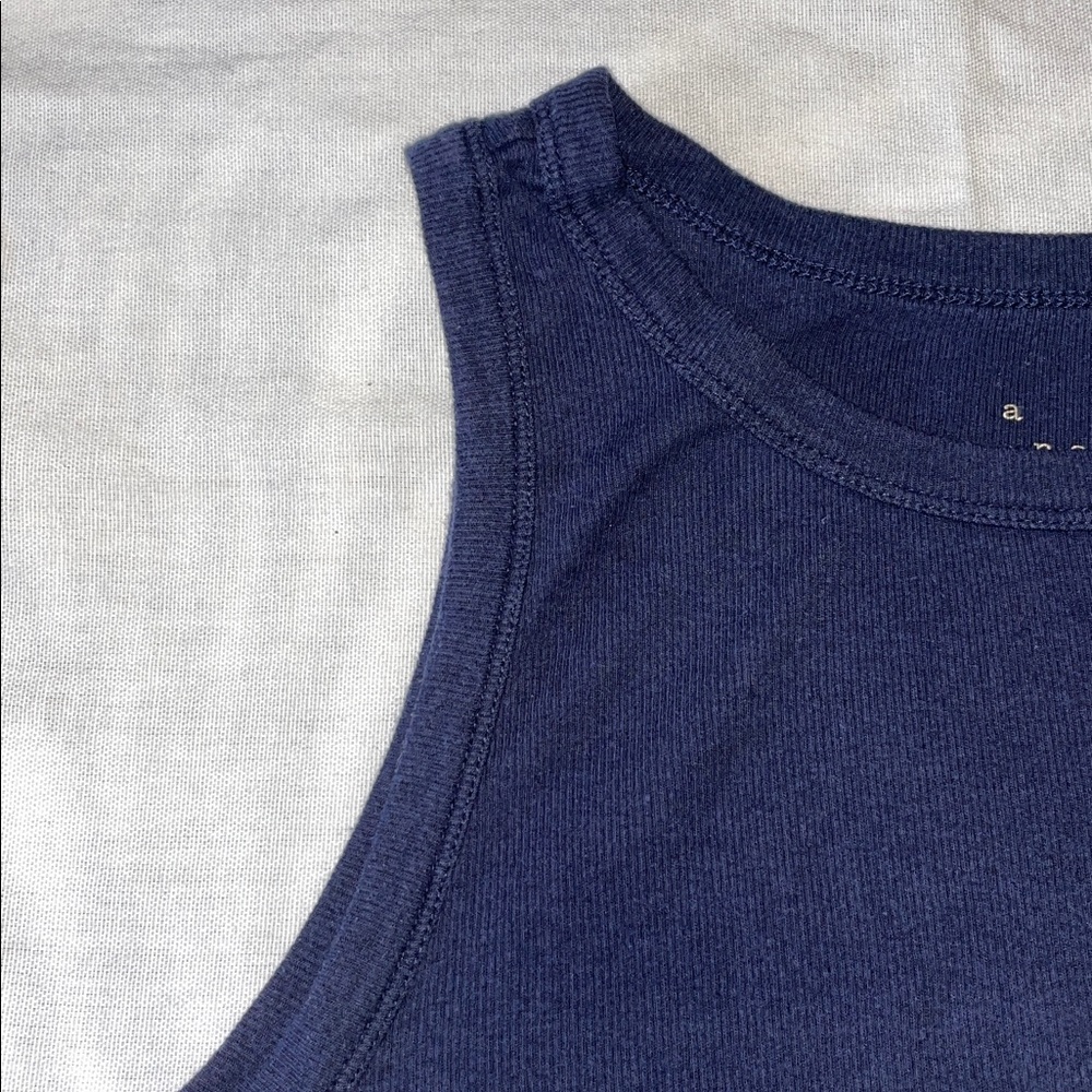 Blue Ribbed Tank Top - Picture 2 of 3